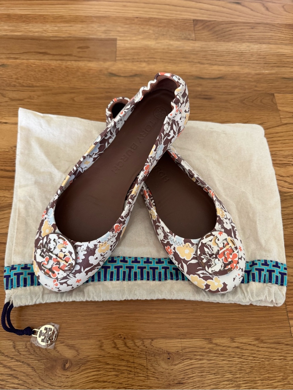 Tory Burch Floral Ballet Flat in Brown Multi